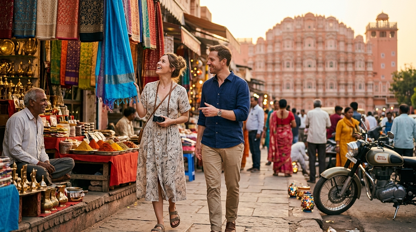 American couple in streets of jaipur